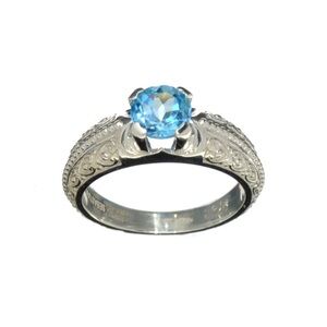Sebastian 1.20CT Brilliant Blue Topaz Silver Engagement Ring 7 Appraisal $515